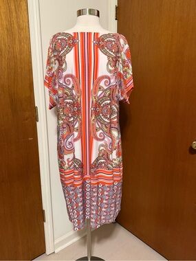 Studio One Orange and White Paisley Midi Dress